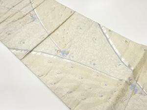 孔雀に牡丹模様織出し袋帯